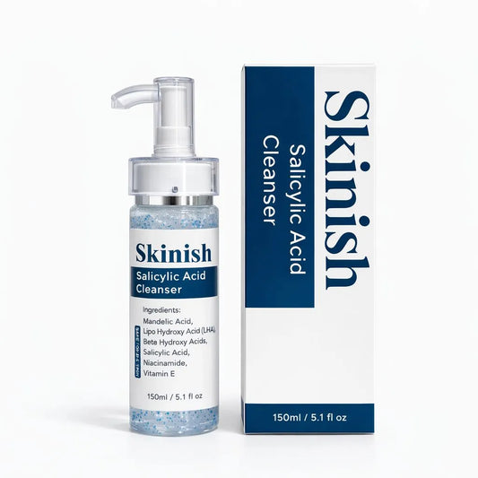 Skinish Salicylic Acid Cleanser bottle and packaging on a white background